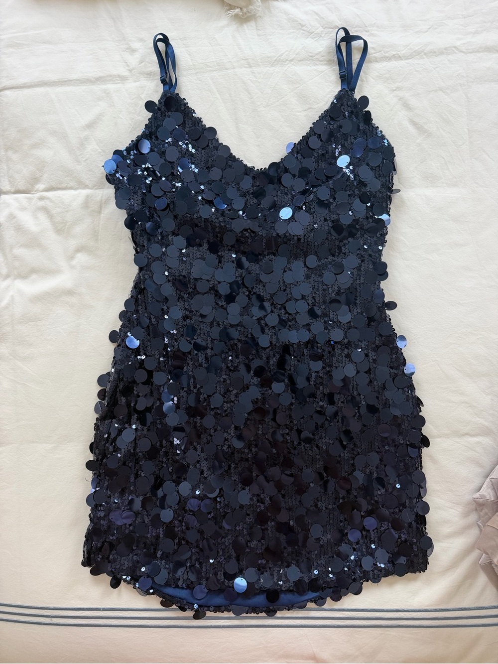 American Threads Navy Sequin Mini Dress
